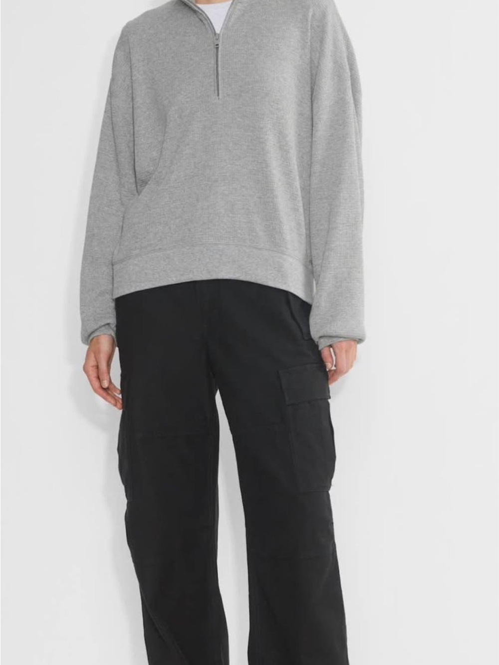 Aritzia Light Gray Half-Zip Cape-Style Jacket